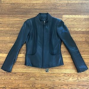 TAHARI 100% LAMB LEATHER MOTO JACKET
